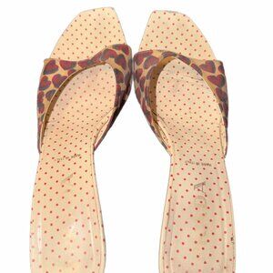 Prada Vintage Red Heart print square toe slide mule sandals EU 40